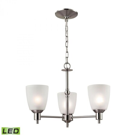 Thomas Jackson 3-Light Chandelier in Brushed Nickel with White Glass - LED 1303CH/20-LED